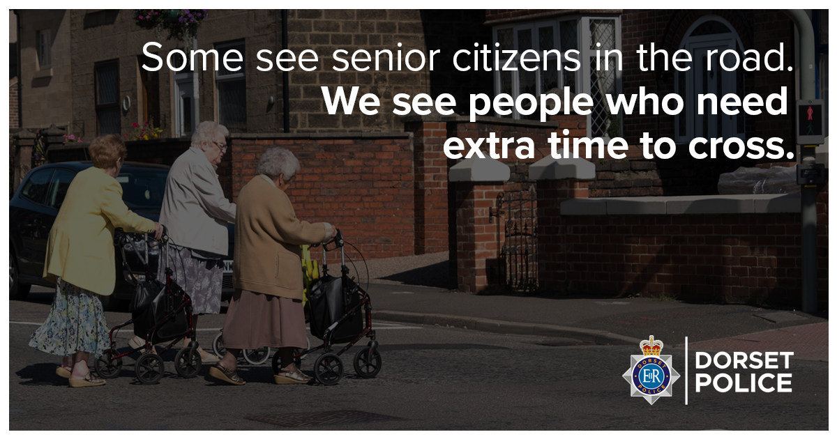 Some see senior citizens in the road. We see people who need extra time to cross