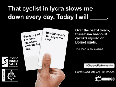 A gif of images each with their own message about staying safe while driving